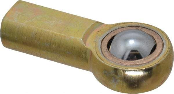 Made in USA - 3/16" ID, 5/8" Max OD, 1,624 Lb Max Static Cap, Plain Female Spherical Rod End - 10-32 RH, Steel with Bronze Raceway - Industrial Tool & Supply