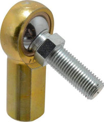 Made in USA - 7/16" ID, 1-1/8" Max OD, 4,300 Lb Max Static Cap, Female Spherical Rod End with Stud - 7/16-20 RH, Steel with Bronze Raceway - Industrial Tool & Supply