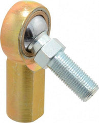 Made in USA - 1/2" ID, 1-5/16" Max OD, 6,700 Lb Max Static Cap, Female Spherical Rod End with Stud - 1/2-20 RH, Steel with Bronze Raceway - Industrial Tool & Supply