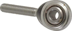 Made in USA - 3/16" ID, 5/8" Max OD, 912 Lb Max Static Cap, Plain Male Spherical Rod End - 10-32 RH, Stainless Steel with Stainless Steel Raceway - Industrial Tool & Supply
