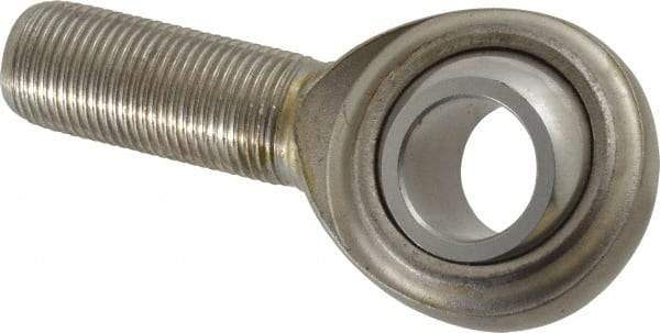 Made in USA - 3/4" ID, 1-3/4" Max OD, 7,512 Lb Max Static Cap, Plain Male Spherical Rod End - 3/4-16 RH, Stainless Steel with Stainless Steel Raceway - Industrial Tool & Supply