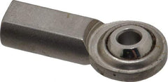 Made in USA - 3/16" ID, 5/8" Max OD, 930 Lb Max Static Cap, Plain Female Spherical Rod End - 10-32 RH, Stainless Steel with Stainless Steel Raceway - Industrial Tool & Supply