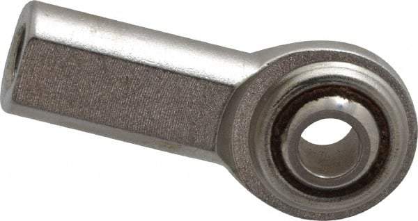 Made in USA - 1/4" ID, 3/4" Max OD, 1,380 Lb Max Static Cap, Plain Female Spherical Rod End - 1/4-28 RH, Stainless Steel with Stainless Steel Raceway - Industrial Tool & Supply