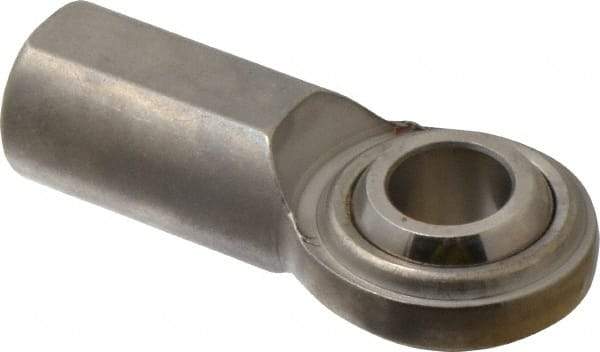 Made in USA - 5/8" ID, 1-1/2" Max OD, 5,870 Lb Max Static Cap, Plain Female Spherical Rod End - 5/8-18 RH, Stainless Steel with Stainless Steel Raceway - Industrial Tool & Supply