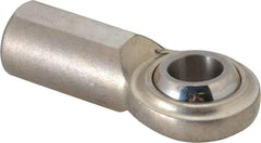 Made in USA - 3/4" ID, 1-3/4" Max OD, 7,520 Lb Max Static Cap, Plain Female Spherical Rod End - 3/4-16 RH, Stainless Steel with Stainless Steel Raceway - Industrial Tool & Supply