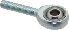 Made in USA - 1/4" ID, 3/4" Max OD, 5,262 Lb Max Static Cap, Plain Male Spherical Rod End - 1/4-28 RH, Alloy Steel with Steel Raceway - Industrial Tool & Supply