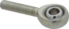 Made in USA - 5/16" ID, 7/8" Max OD, 7,639 Lb Max Static Cap, Plain Male Spherical Rod End - 5/16-24 RH, Alloy Steel with Steel Raceway - Industrial Tool & Supply