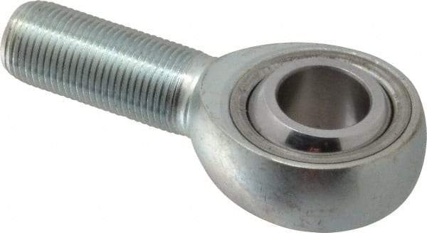 Made in USA - 3/4" ID, 1-3/4" Max OD, 28,090 Lb Max Static Cap, Plain Male Spherical Rod End - 3/4-16 RH, Alloy Steel with Steel Raceway - Industrial Tool & Supply
