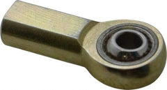 Made in USA - 1/4" ID, 3/4" Max OD, 6,195 Lb Max Static Cap, Plain Female Spherical Rod End - 1/4-28 RH, Alloy Steel with Steel Raceway - Industrial Tool & Supply