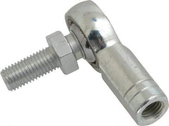 Made in USA - 5/16" ID, 7/8" Max OD, 7,640 Lb Max Static Cap, Female Spherical Rod End with Stud - 5/16-24 RH, Alloy Steel with Steel Raceway - Industrial Tool & Supply