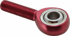 Made in USA - 3/8" ID, 1" Max OD, 4,208 Lb Max Static Cap, Plain Male Spherical Rod End - 3/8-24 RH, Alloy Steel with Steel Raceway - Industrial Tool & Supply