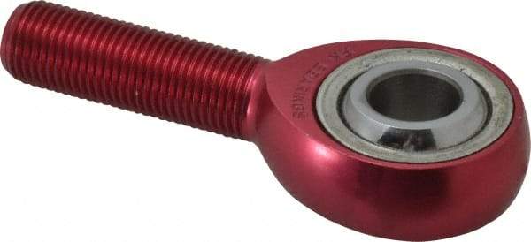 Made in USA - 1/2" ID, 1-5/16" Max OD, 7,698 Lb Max Static Cap, Plain Male Spherical Rod End - 1/2-20 RH, Aluminum Housing with Steel Raceway - Industrial Tool & Supply
