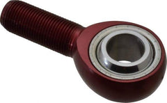Made in USA - 3/4" ID, 1-3/4" Max OD, 13,319 Lb Max Static Cap, Plain Male Spherical Rod End - 3/4-16 RH, Alloy Steel with Steel Raceway - Industrial Tool & Supply