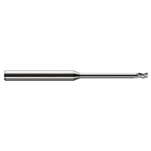 Miniature End Mills - Long Reach, Stub Flute - 0.0900″ Cutter Diameter × 0.1350″ Length of Cut × 0.4500″ Reach Carbide Square End Mill, 3 Flutes - Exact Industrial Supply