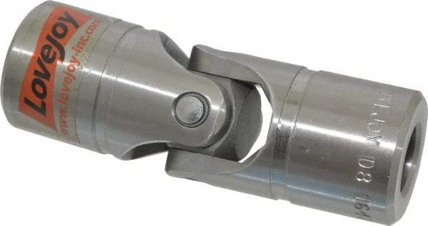 Lovejoy - 1-1/16" Bore Depth, 5,220 In/Lbs. Torque, D-Type Single Universal Joint - 5/8" Inside x 1-1/4" Outside Diam, 3-3/4" OAL - Industrial Tool & Supply