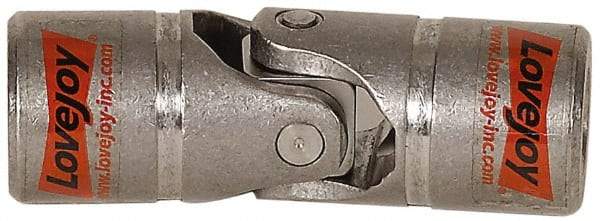 Lovejoy - 1" Bore Depth, 1,040 In/Lbs. Torque, D-Type Single Universal Joint - 1/2" Inside x 1" Outside Diam, 3-3/8" OAL - Industrial Tool & Supply