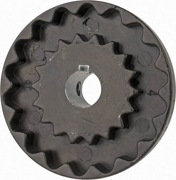 Lovejoy - 1/2" Max Bore Diam, 1/8" x 1/16" Keyway Width x Depth, Flexible Coupling Hub - 2.046" OD, 2.38" OAL, Cast Iron - Industrial Tool & Supply
