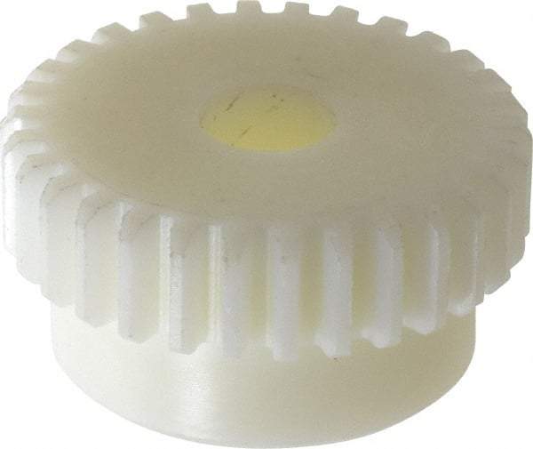 Poly Hi Solidur - 16 Pitch, 1-7/8" Pitch Diam, 30 Tooth Spur Gear - 1/2" Face Width, 1/2" Bore Diam, 1-5/8" Hub Diam, Nylon - Industrial Tool & Supply