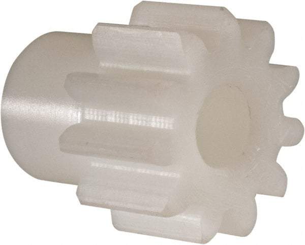 Poly Hi Solidur - 20 Pitch, 0.6" Pitch Diam, 11 Tooth Spur Gear - 3/8" Face Width, 1/4" Bore Diam, 15/32" Hub Diam, Nylon - Industrial Tool & Supply