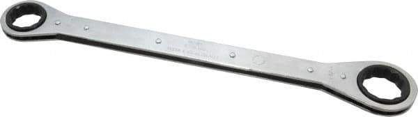 Lang - 1-1/16" x 1-1/4" 12 Point Ratcheting Box Wrench - Double End, 15" OAL, Steel, Nickel Chrome Finish - Industrial Tool & Supply