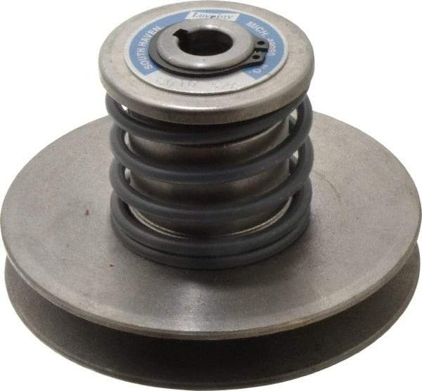 Lovejoy - 1.72" Min Pitch, 3-1/2" Long, 4.65" Max Diam, Spring Loaded Variable Speed Pulley - 5" Outside Diam, 5/8" Inside Diam, 1/2 Hp at 1750 RPM, 0.333 Hp at 1150 RPM - Industrial Tool & Supply