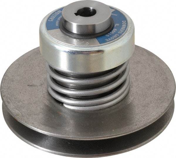 Lovejoy - 2.69" Min Pitch, 4.13" Long, 5.65" Max Diam, Spring Loaded Variable Speed Pulley - 6" Outside Diam, 5/8" Inside Diam, 1 Hp at 1750 RPM, 3/4 Hp at 1150 RPM - Industrial Tool & Supply