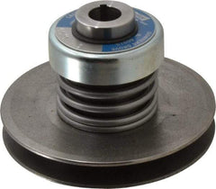 Lovejoy - 2.69" Min Pitch, 4.13" Long, 5.65" Max Diam, Spring Loaded Variable Speed Pulley - 6" Outside Diam, 7/8" Inside Diam, 1 Hp at 1750 RPM, 3/4 Hp at 1150 RPM - Industrial Tool & Supply