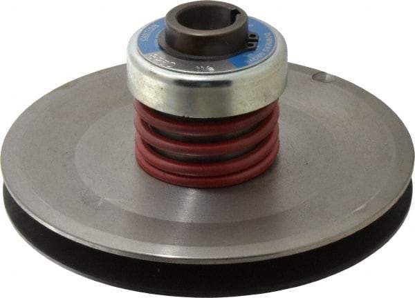 Lovejoy - 5" Min Pitch, 4.38" Long, 7.9" Max Diam, Spring Loaded Variable Speed Pulley - 8-1/4" Outside Diam, 1-1/8" Inside Diam, 5 Hp at 1750 RPM, 3 Hp at 1150 RPM - Industrial Tool & Supply