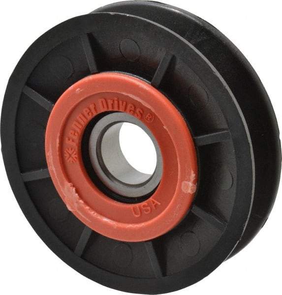 Fenner Drives - 17 Inside x 3" Outside Diam, 1/2" Wide Pulley Slot, Glass Reinforced Nylon Idler Pulley - 4L/A Belt Section, For Use with V-Belts - Industrial Tool & Supply
