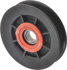 Fenner Drives - 17 Inside x 4" Outside Diam, 0.64" Wide Pulley Slot, Glass Reinforced Nylon Idler Pulley - 5L/B Belt Section, For Use with V-Belts - Industrial Tool & Supply