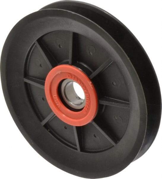 Fenner Drives - 17 Inside x 5.04" Outside Diam, 0.65" Wide Pulley Slot, Glass Reinforced Nylon Idler Pulley - 5L/B Belt Section, For Use with V-Belts - Industrial Tool & Supply