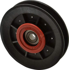 Fenner Drives - 3/8 Inside x 3.98" Outside Diam, 1/2" Wide Pulley Slot, Glass Reinforced Nylon Idler Pulley - 4L/A Belt Section, For Use with V-Belts - Industrial Tool & Supply