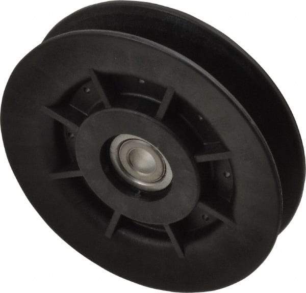 Fenner Drives - 3/8 Inside x 4" Outside Diam, 0.64" Wide Pulley Slot, Glass Reinforced Nylon Idler Pulley - 5L/B Belt Section, For Use with V-Belts - Industrial Tool & Supply