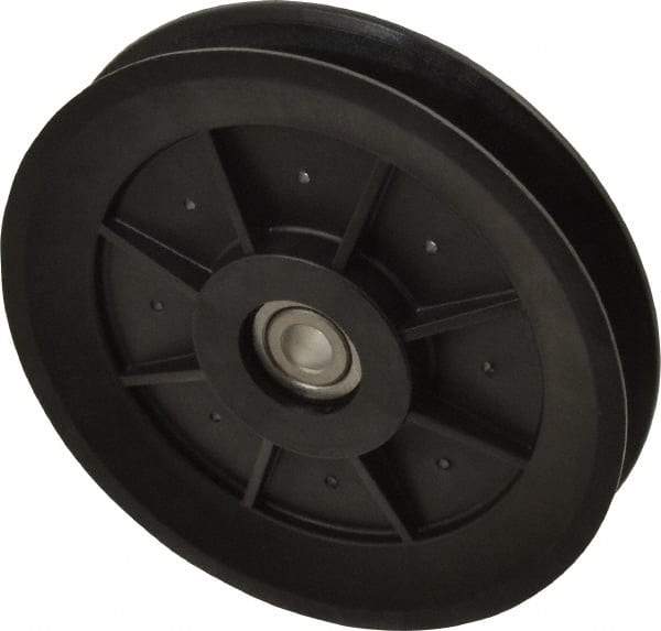 Fenner Drives - 3/8 Inside x 5.04" Outside Diam, 0.65" Wide Pulley Slot, Glass Reinforced Nylon Idler Pulley - 5L/B Belt Section, For Use with V-Belts - Industrial Tool & Supply