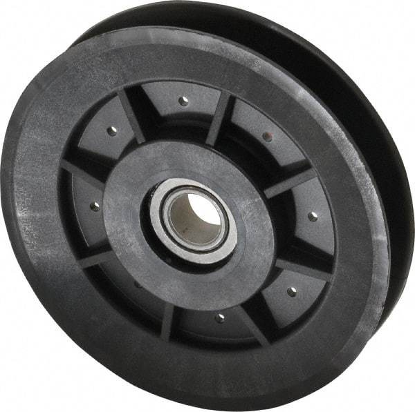 Fenner Drives - 1/2 Inside x 3.98" Outside Diam, 1/2" Wide Pulley Slot, Glass Reinforced Nylon Idler Pulley - 4L/A Belt Section, For Use with V-Belts - Industrial Tool & Supply
