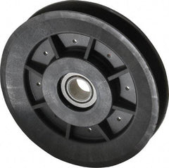 Fenner Drives - 1/2 Inside x 3.98" Outside Diam, 1/2" Wide Pulley Slot, Glass Reinforced Nylon Idler Pulley - 4L/A Belt Section, For Use with V-Belts - Industrial Tool & Supply