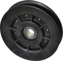 Fenner Drives - 1/2 Inside x 4" Outside Diam, 0.64" Wide Pulley Slot, Glass Reinforced Nylon Idler Pulley - 5L/B Belt Section, For Use with V-Belts - Industrial Tool & Supply