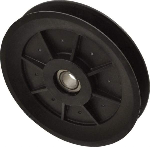 Fenner Drives - 1/2 Inside x 5.04" Outside Diam, 0.65" Wide Pulley Slot, Glass Reinforced Nylon Idler Pulley - 5L/B Belt Section, For Use with V-Belts - Industrial Tool & Supply