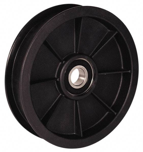 Fenner Drives - 3/8 Inside x 4.8" Outside Diam, 0.53" Wide Pulley Slot, Glass Reinforced Nylon Idler Pulley - 1/2" Belt Size Diam, For Use with Round Belts - Industrial Tool & Supply