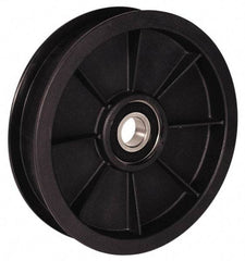 Fenner Drives - 3/8 Inside x 4.8" Outside Diam, 0.53" Wide Pulley Slot, Glass Reinforced Nylon Idler Pulley - 1/2" Belt Size Diam, For Use with Round Belts - Industrial Tool & Supply