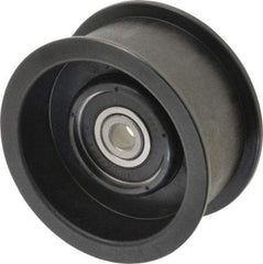Fenner Drives - 3/8 Inside x 3.38" Outside Diam, 1.38" Wide Pulley Slot, Glass Reinforced Nylon Idler Pulley - For Use with Flat Belts, 1-1/8" Wide - Industrial Tool & Supply