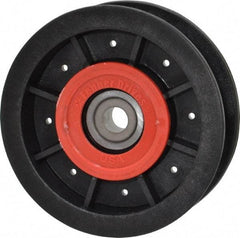 Fenner Drives - 3/8 Inside x 3-1/2" Outside Diam, 0.77" Wide Pulley Slot, Glass Reinforced Nylon Idler Pulley - For Use with Flat Belts, 5/8" Wide - Industrial Tool & Supply