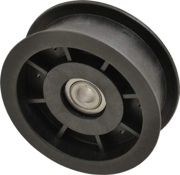 Fenner Drives - 3/8 Inside x 3-1/2" Outside Diam, 1" Wide Pulley Slot, Glass Reinforced Nylon Idler Pulley - For Use with Flat Belts, 13/16" Wide - Industrial Tool & Supply