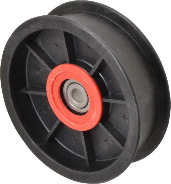 Fenner Drives - 3/8 Inside x 4-1/2" Outside Diam, 1.09" Wide Pulley Slot, Glass Reinforced Nylon Idler Pulley - For Use with Flat Belts, 29/32" Wide - Industrial Tool & Supply