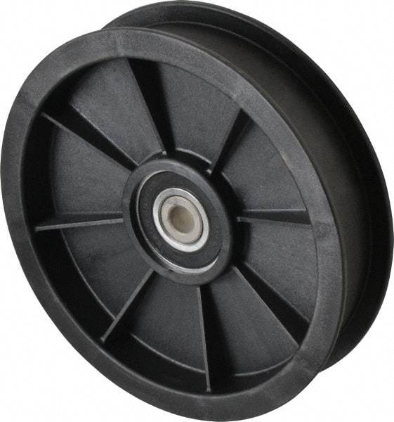 Fenner Drives - 3/8 Inside x 5.56" Outside Diam, 1.02" Wide Pulley Slot, Glass Reinforced Nylon Idler Pulley - For Use with Flat Belts, 7/8" Wide - Industrial Tool & Supply