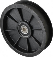 Fenner Drives - 3/8 Inside x 5.56" Outside Diam, 1.02" Wide Pulley Slot, Glass Reinforced Nylon Idler Pulley - For Use with Flat Belts, 7/8" Wide - Industrial Tool & Supply