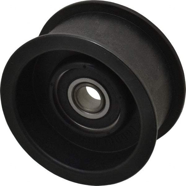 Fenner Drives - 1/2 Inside x 3.38" Outside Diam, 1.38" Wide Pulley Slot, Glass Reinforced Nylon Idler Pulley - For Use with Flat Belts, 1-1/8" Wide - Industrial Tool & Supply