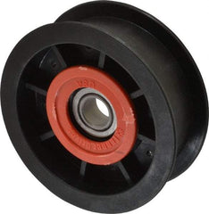 Fenner Drives - 1/2 Inside x 3-1/2" Outside Diam, 1" Wide Pulley Slot, Glass Reinforced Nylon Idler Pulley - For Use with Flat Belts, 13/16" Wide - Industrial Tool & Supply