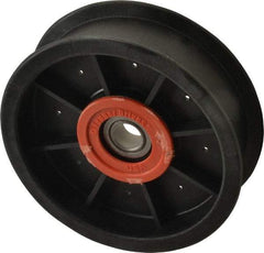 Fenner Drives - 1/2 Inside x 4-1/2" Outside Diam, 1.09" Wide Pulley Slot, Glass Reinforced Nylon Idler Pulley - For Use with Flat Belts, 29/32" Wide - Industrial Tool & Supply
