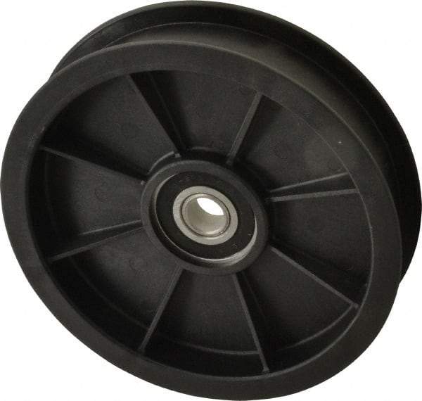 Fenner Drives - 1/2 Inside x 5.56" Outside Diam, 1.02" Wide Pulley Slot, Glass Reinforced Nylon Idler Pulley - For Use with Flat Belts, 7/8" Wide - Industrial Tool & Supply